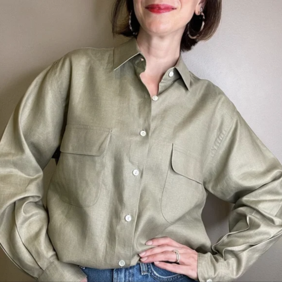 Sage Green Long Sleeve Button Down Shirts